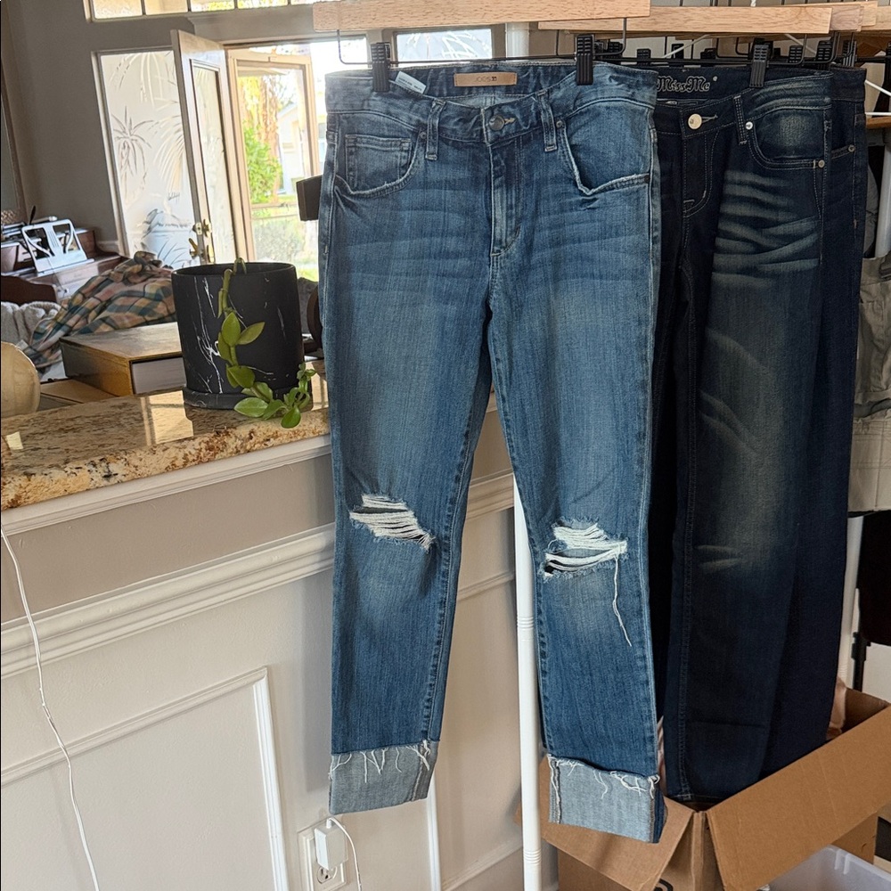 Joe's Jeans Lindsay Distressed Medium Blue Cuffed Denim